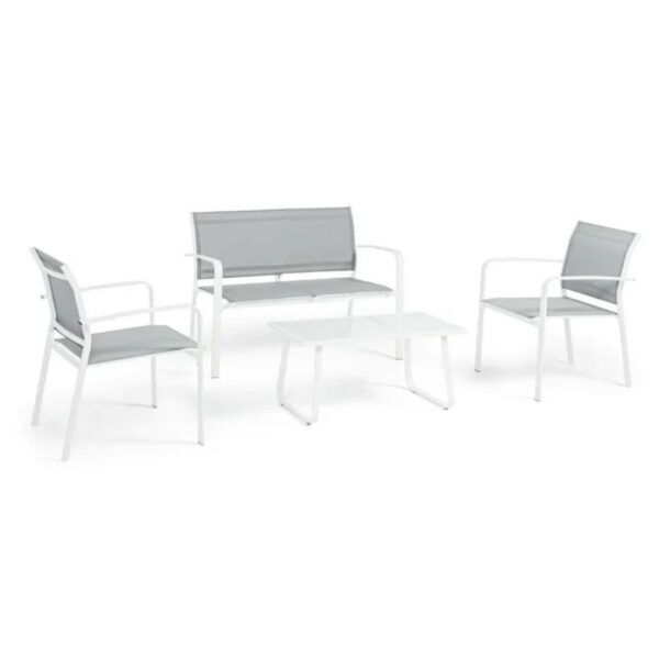 SEDIE TAVOLINO DIVANO ARENT BIANCO:GRIGIO